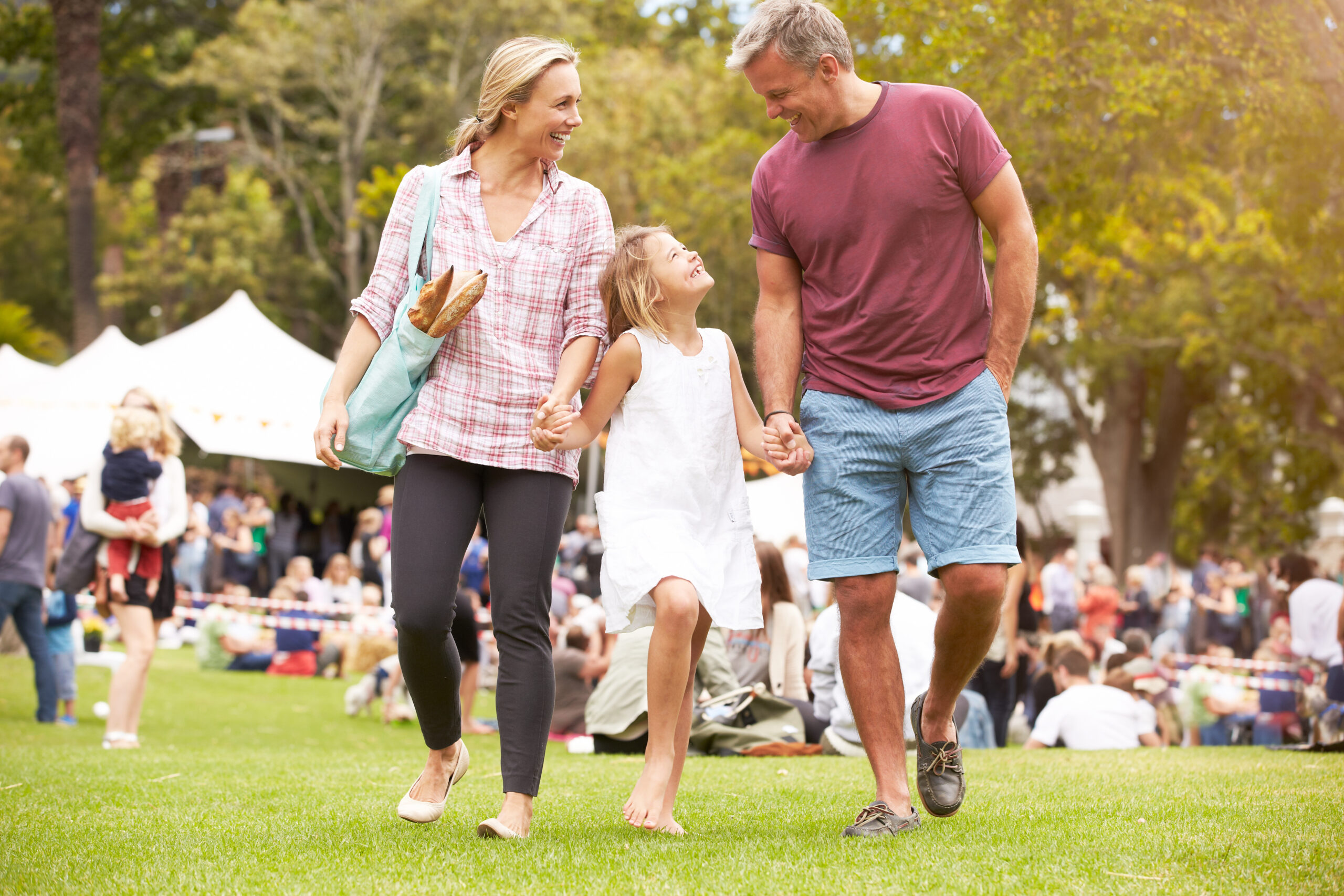 family attending a festival in Dallas, Texas