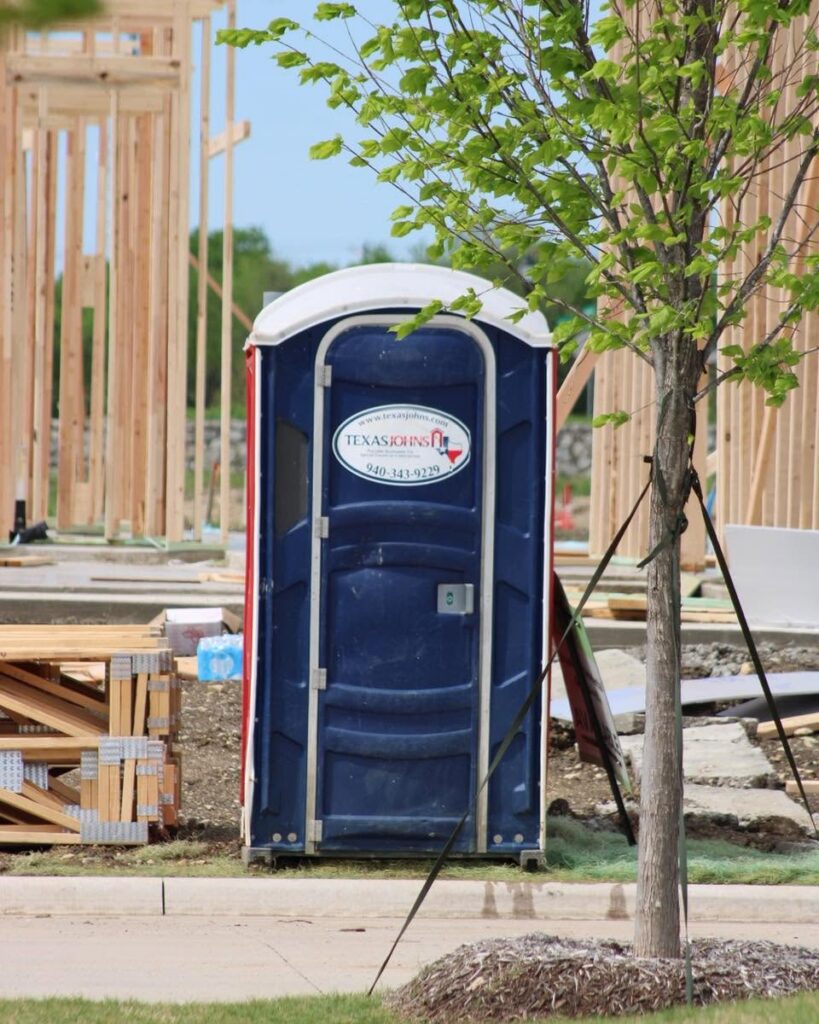 porta potty rental unit at a jobsite in Texas