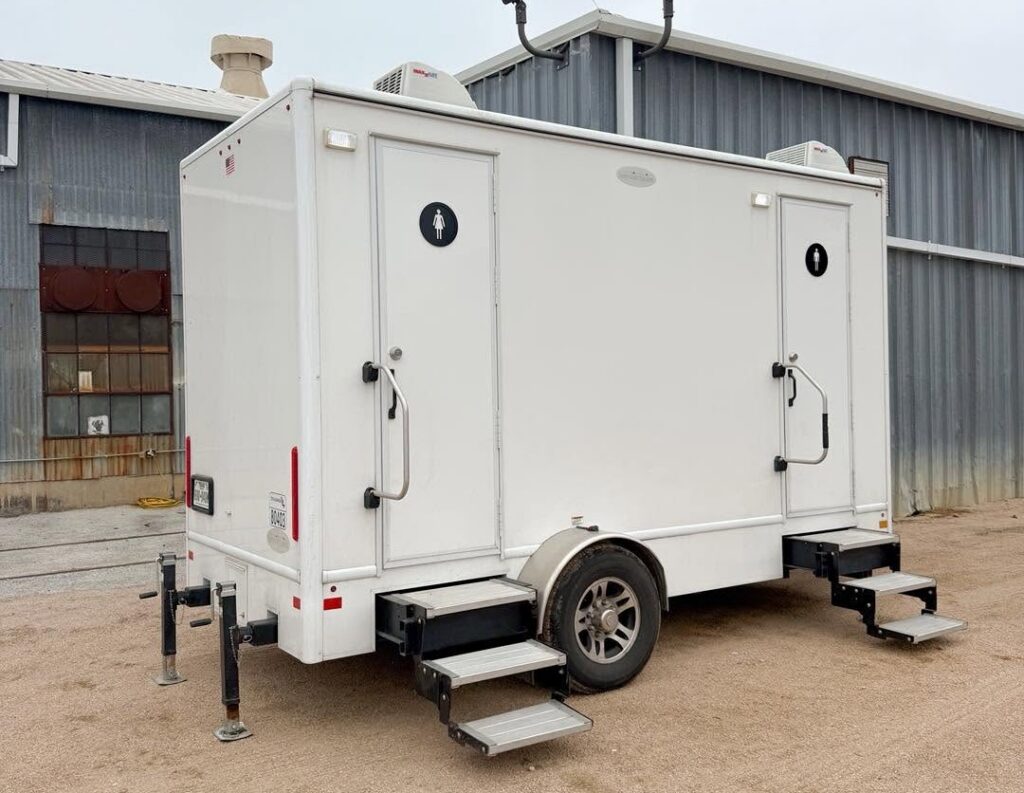 luxury portable restroom trailer from Texas Johns