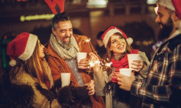 Group of people enjoying an outdoor winter event