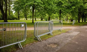 Temporary fencing prepared for an outdoor event